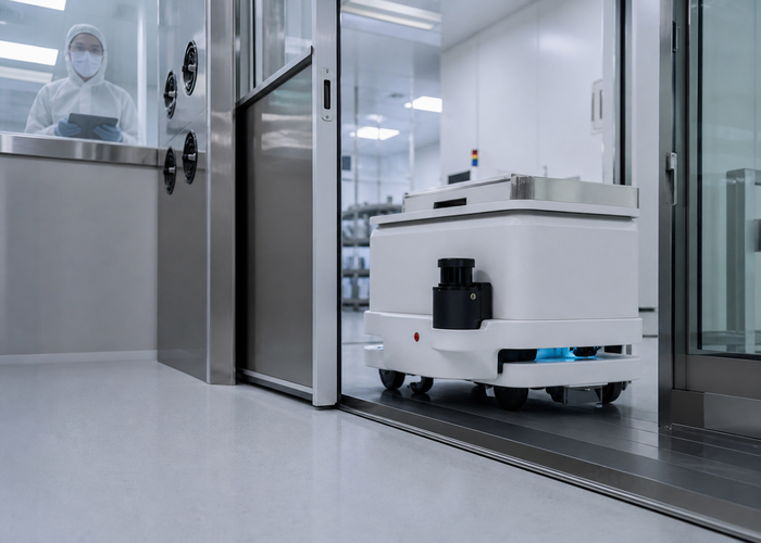 robotic LiDAR inside a cleanroom airlock validation scene 2