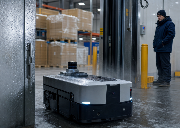 autonomous mobile robot using LiDAR in a refrigerated warehouse validation scene 2