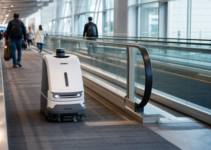 service robot LiDAR near escalators and moving walkways validation scene 2