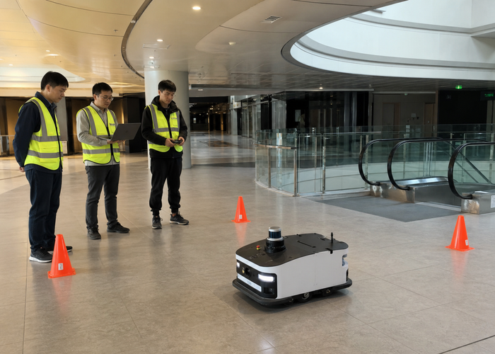 service robot LiDAR near escalators and moving walkways validation scene 3