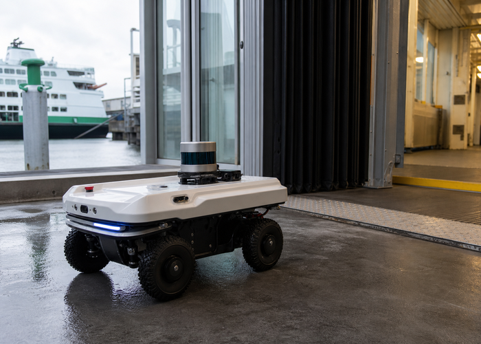 service robot using LiDAR at a ferry terminal boarding ramp validation scene 2