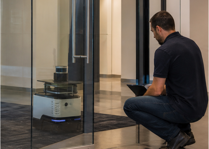 robotic LiDAR test in glass corridor validation scene 2