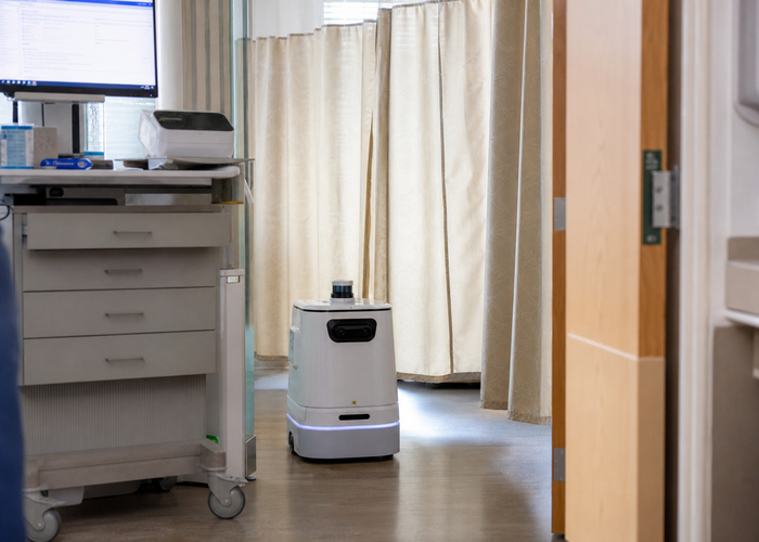 robotic LiDAR in a hospital corridor in a realistic LiDAR application scene