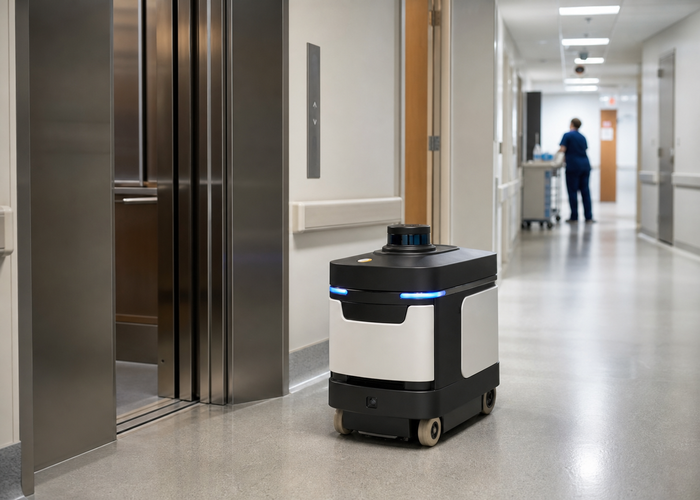 service robot using LiDAR at hospital elevators in a realistic LiDAR application scene