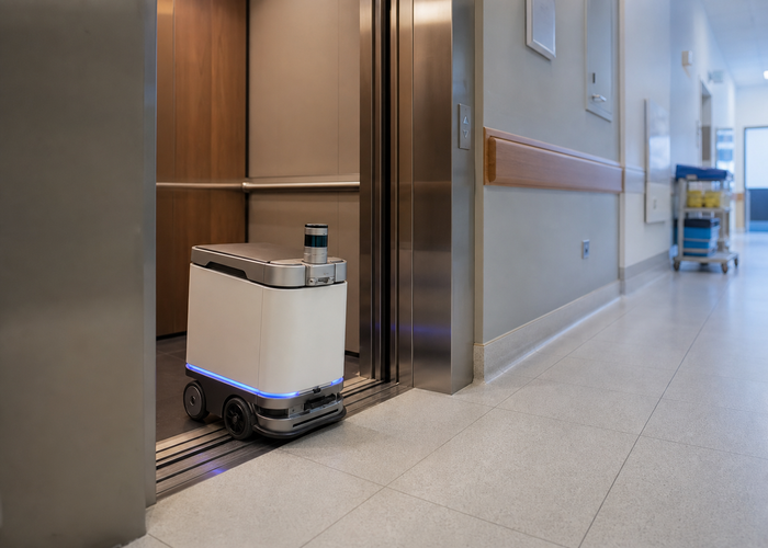 service robot using LiDAR at hospital elevators validation scene 2