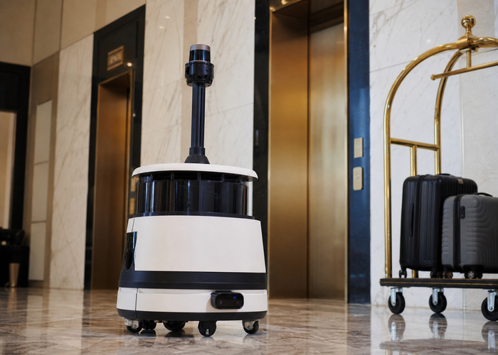 service robot using LiDAR in a hotel elevator lobby validation scene 2