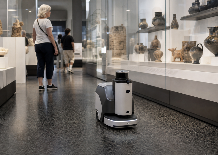service robot using LiDAR in a museum gallery in a realistic LiDAR application scene