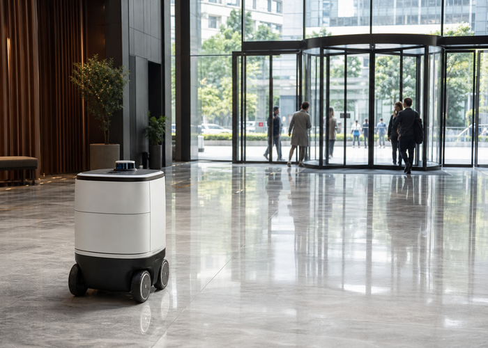 robotic LiDAR at a revolving glass door in a realistic LiDAR application scene