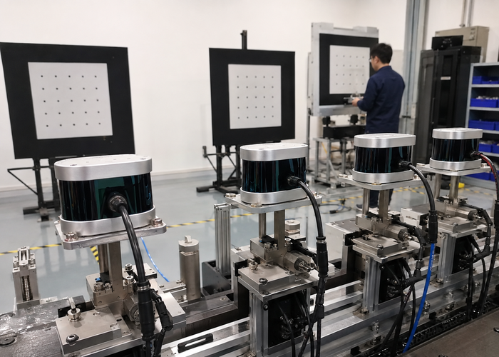 LiDAR sensors being assembled and inspected in a clean optical production area validation scene 3