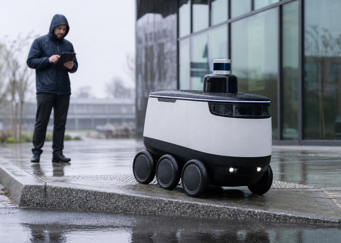 rugged Jetson carrier board and LiDAR computer installed inside an outdoor delivery robot validation scene 3