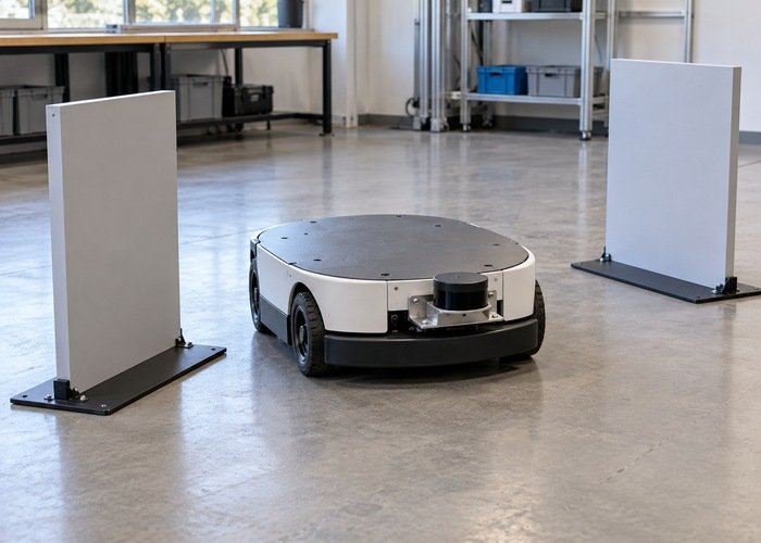 Generic stationary planar LiDAR robot fixture with supported nearby test targets
