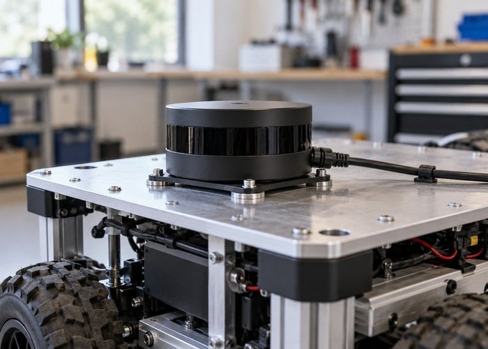 Planar lidar secured level to a rigid robot mounting plate