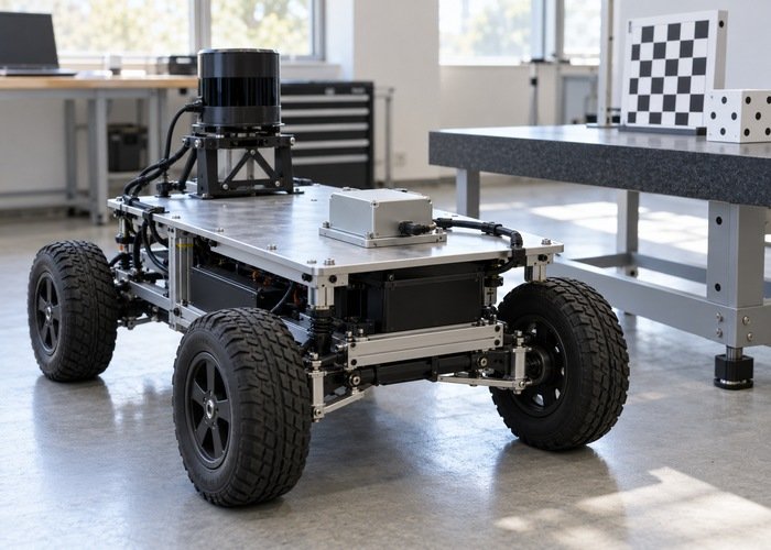 Stationary lidar research rover with a rigidly mounted IMU on a level lab floor