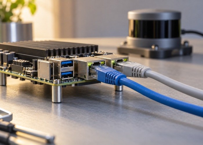 Embedded computer interfaces and sensor cabling arranged for a controlled compatibility test
