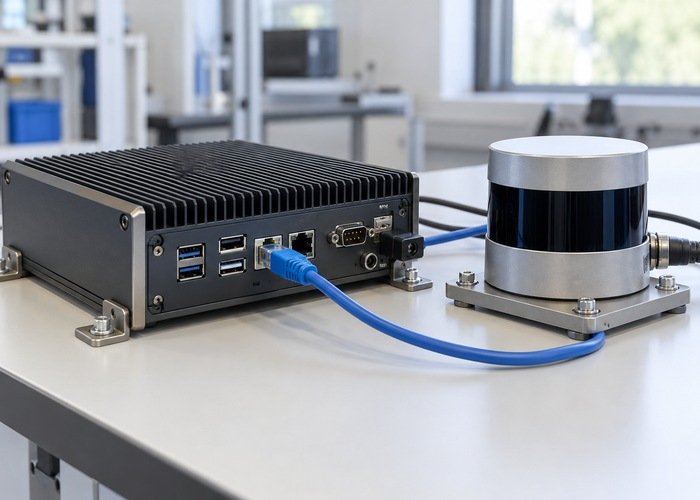 Generic embedded computer and LiDAR connections on a stable restart-test bench