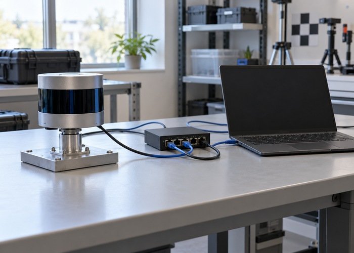 Generic LiDAR, laptop and network switch arranged for a reproducible diagnostic capture