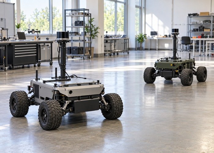 Separate lidar research rovers in a multi-robot integration laboratory