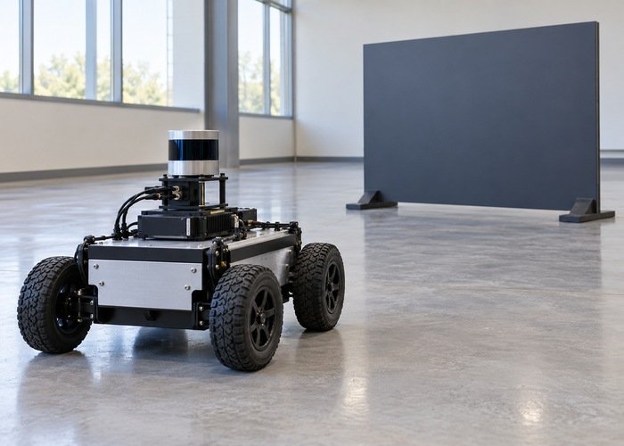 Stationary generic LiDAR robot in a clear controlled indoor test area