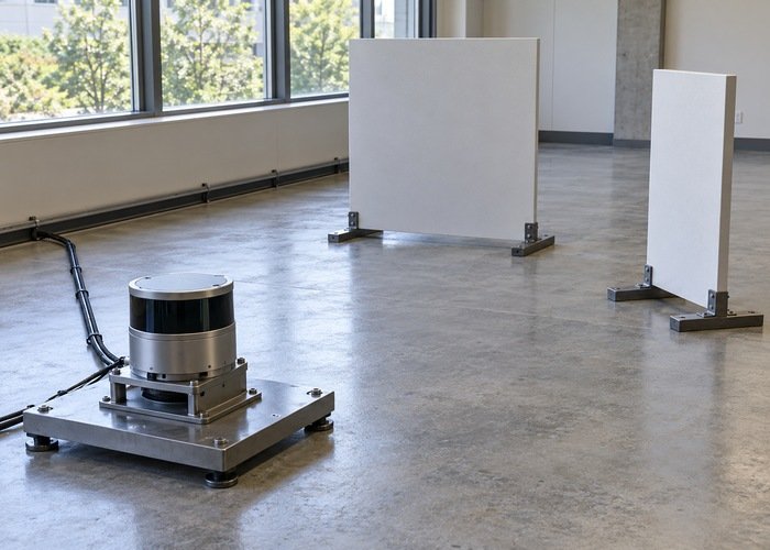 Generic LiDAR projection test fixture in a clear indoor laboratory area