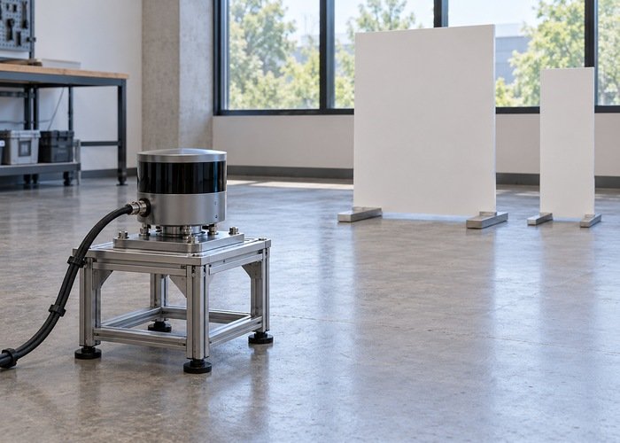 Generic LiDAR and supported upright targets in an indoor projection test area