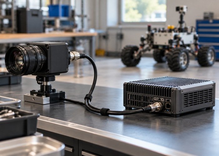Camera and robotics computer on an integration workbench