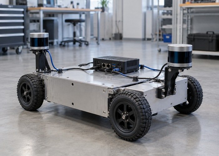 Two generic LiDAR sensors mounted on a stationary robotics platform